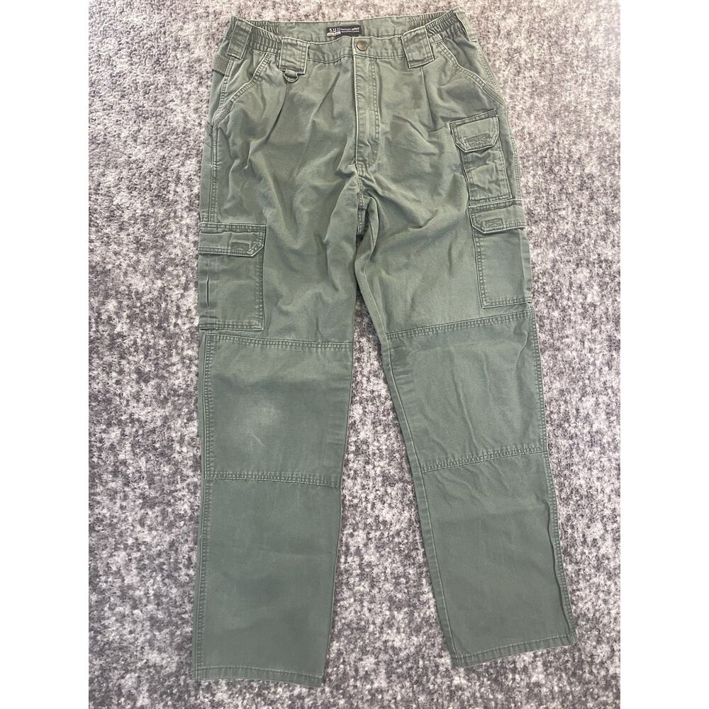 5.11 Tactical Pants Mens 35x33 Army Green Cargo Canvas Elastic Waist Workwear
